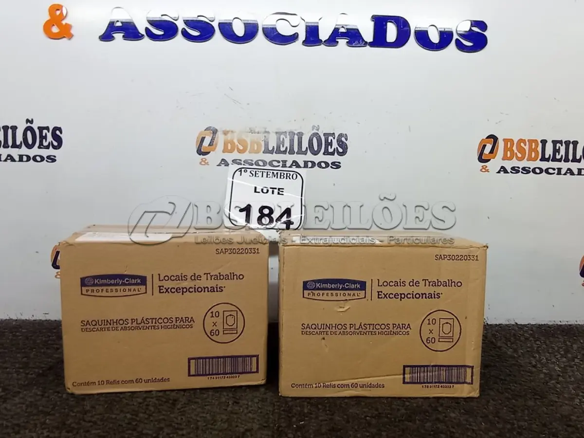 LOTE 184 - 02 CAIXAS COM SAQUINHOS PLÁSTICOS PARA DESCARTES DE ABSORVENTES, CONTEM 10 PERFIS COM 60 UNIDADES CADA. (NO ESTADO) ATENÇÃO! FAZER A VISITAÇÃO ANTES DE ARREMATAR, NÃO SABEMOS SE FUNCIONA. LEILÃO NÃO TEM GARANTIA E NEM DEVOLUÇÃO, SUJEITO A POSSÍVEIS AVARIAS VISÍVEIS/OCULTAS E/OU AUSÊNCIA DE COMPONENTES.