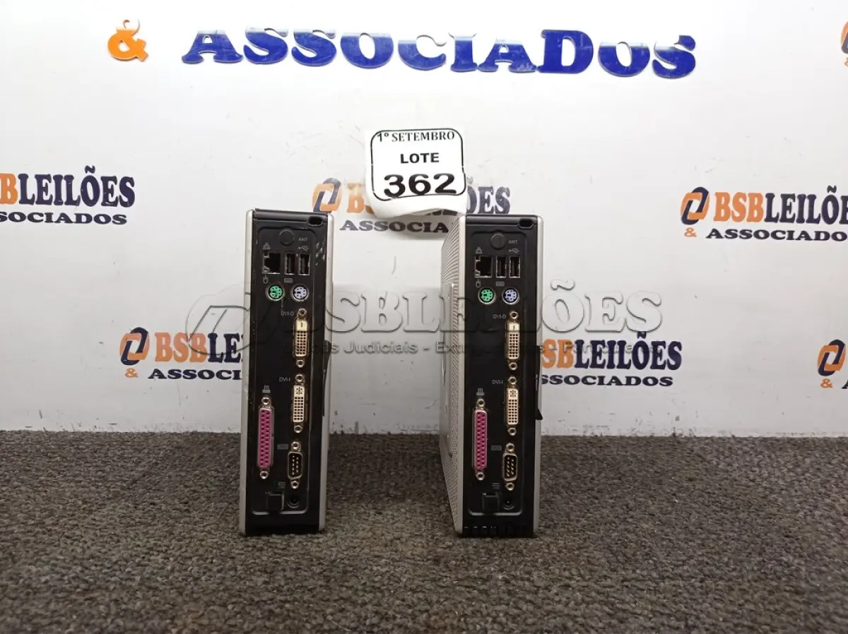 LOTE 362 - 02 MINI CPUS HP. (NO ESTADO) ATENÇÃO! FAZER A VISITAÇÃO ANTES DE ARREMATAR, NÃO SABEMOS SE FUNCIONA. LEILÃO NÃO TEM GARANTIA E NEM DEVOLUÇÃO, SUJEITO A POSSÍVEIS AVARIAS VISÍVEIS/OCULTAS E/OU AUSÊNCIA DE COMPONENTES.