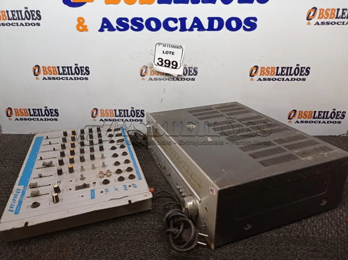 LOTE 399 - 01 RECEIVER MARCA POLYVOX MODELO PR4080 E 01 MESA DE SOM ONEAL. (NO ESTADO) ATENÇÃO! FAZER A VISITAÇÃO ANTES DE ARREMATAR, NÃO SABEMOS SE FUNCIONA. LEILÃO NÃO TEM GARANTIA E NEM DEVOLUÇÃO, SUJEITO A POSSÍVEIS AVARIAS VISÍVEIS/OCULTAS E/OU AUSÊNCIA DE COMPONENTES.