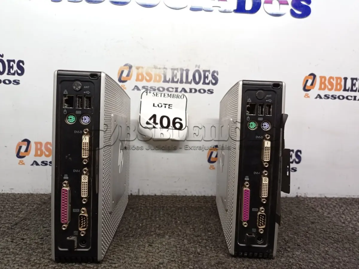 LOTE 406 - 02 MINI CPUS HP. (NO ESTADO) ATENÇÃO! FAZER A VISITAÇÃO ANTES DE ARREMATAR, NÃO SABEMOS SE FUNCIONA. LEILÃO NÃO TEM GARANTIA E NEM DEVOLUÇÃO, SUJEITO A POSSÍVEIS AVARIAS VISÍVEIS/OCULTAS E/OU AUSÊNCIA DE COMPONENTES.