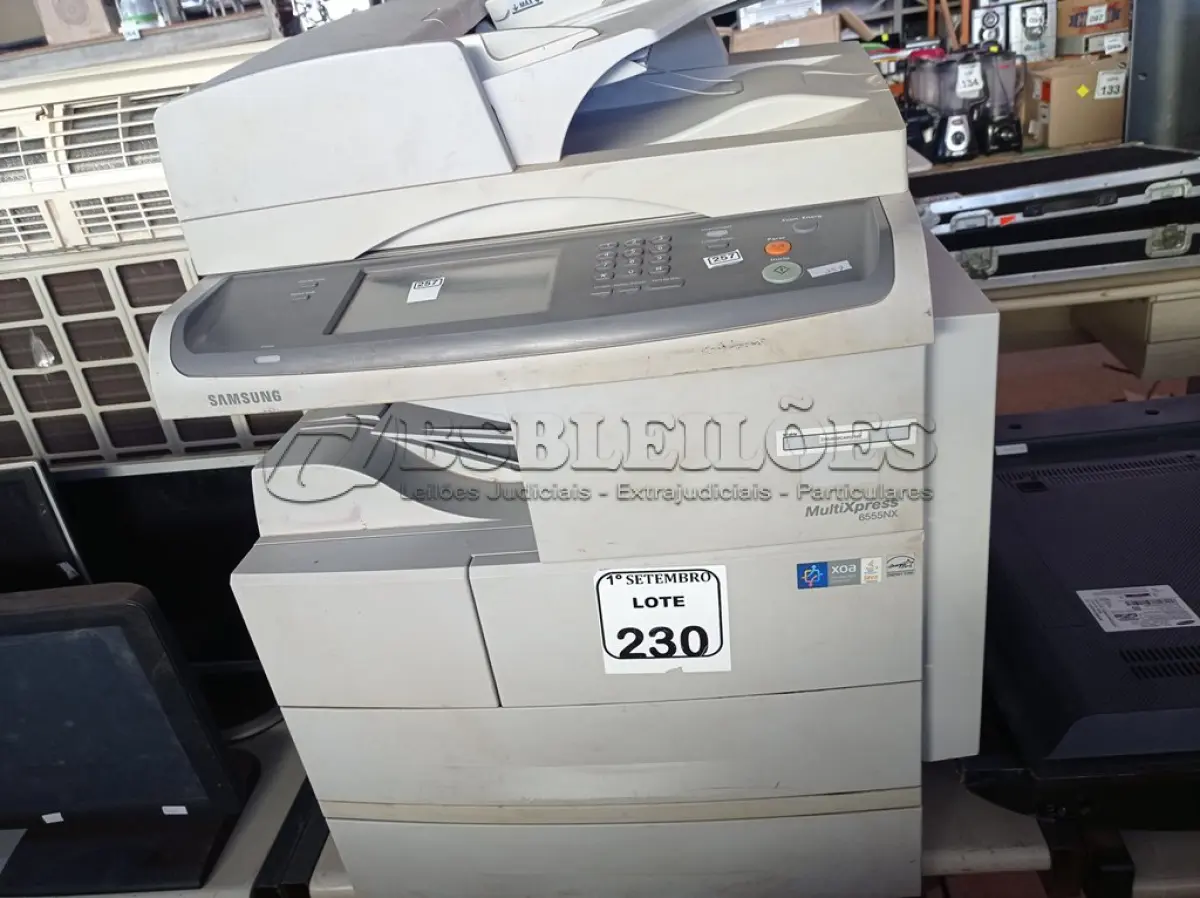 LOTE 230 - 02 IMPRESSORAS MULTIFUNCIONAIS, SENDO UMA MARCA BROTHER DCP8070 E A OUTRA SAMSUMG 655NX. (NO ESTADO) ATENÇÃO! FAZER A VISITAÇÃO ANTES DE ARREMATAR, NÃO SABEMOS SE FUNCIONA. LEILÃO NÃO TEM GARANTIA E NEM DEVOLUÇÃO, SUJEITO A POSSÍVEIS AVARIAS VISÍVEIS/OCULTAS E/OU AUSÊNCIA DE COMPONENTES.
