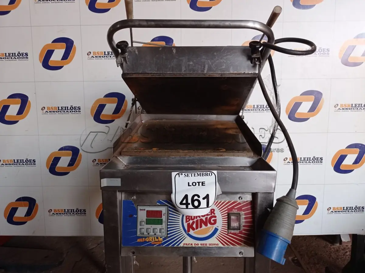 LOTE 461 - 01 MULTI-GRIL/CHAPA EM INOX TRIFÁSICO. (NO ESTADO) ATENÇÃO! FAZER A VISITAÇÃO ANTES DE ARREMATAR, NÃO SABEMOS SE FUNCIONA. LEILÃO NÃO TEM GARANTIA E NEM DEVOLUÇÃO, SUJEITO A POSSÍVEIS AVARIAS VISÍVEIS/OCULTAS E/OU AUSÊNCIA DE COMPONENTES.