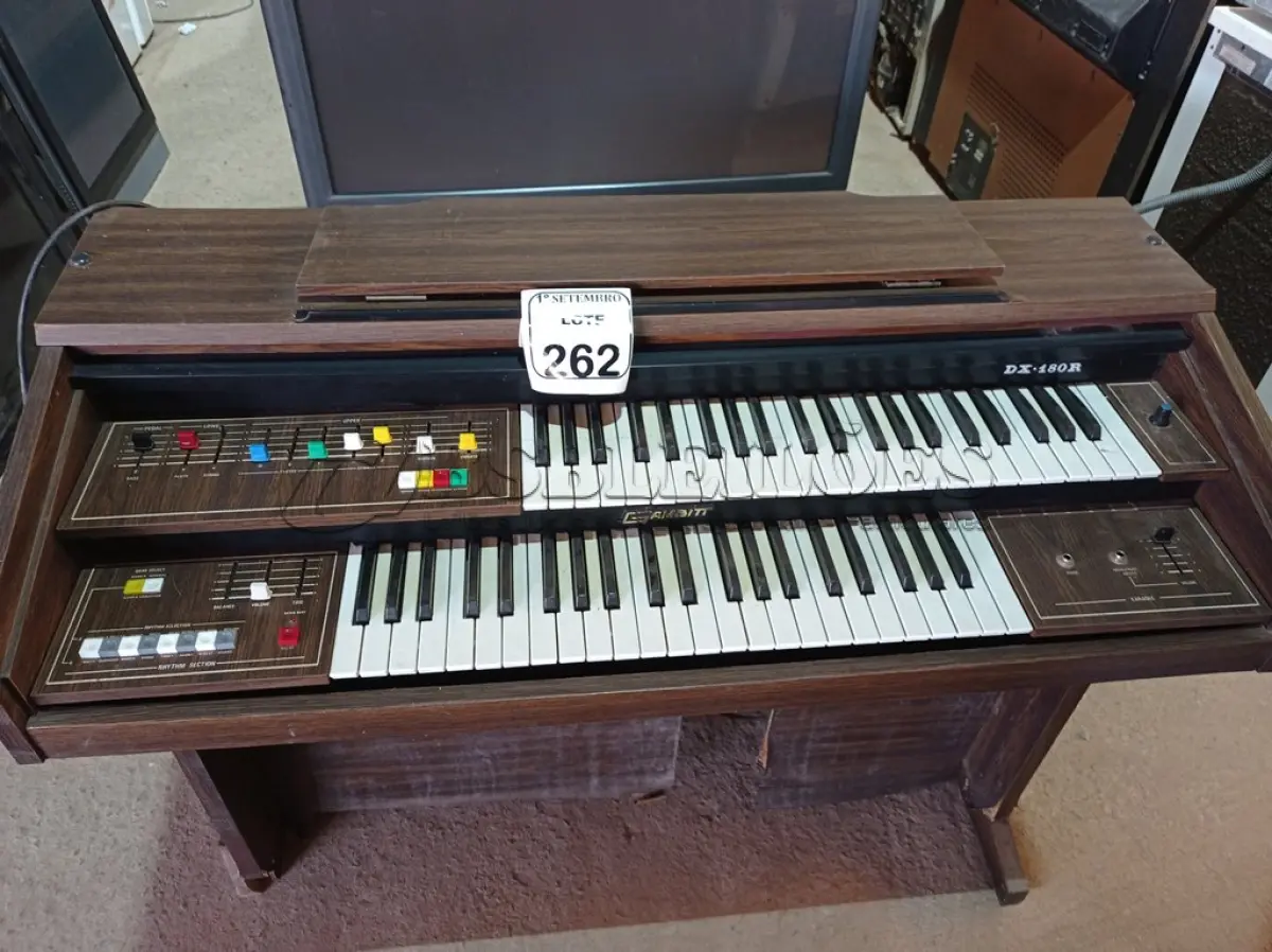 LOTE 262 - 01 ÓRGÃO MARCA GAMBITT MODELO DX180R. (NO ESTADO) ATENÇÃO! FAZER A VISITAÇÃO ANTES DE ARREMATAR, NÃO SABEMOS SE FUNCIONA. LEILÃO NÃO TEM GARANTIA E NEM DEVOLUÇÃO, SUJEITO A POSSÍVEIS AVARIAS VISÍVEIS/OCULTAS E/OU AUSÊNCIA DE COMPONENTES.