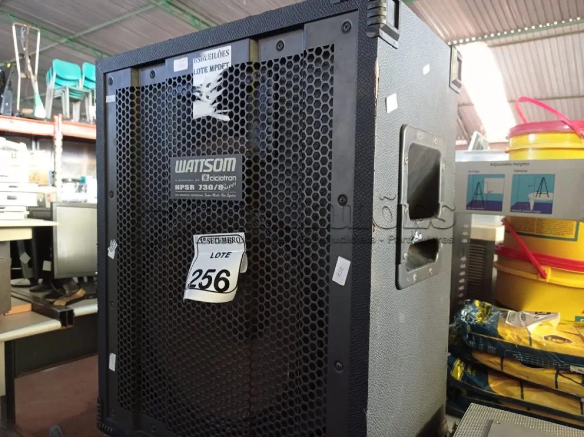 LOTE 256 - 01 CAIXA DE SOM WATTSOM MODELO NPSR 730/8. (NO ESTADO) ATENÇÃO! FAZER A VISITAÇÃO ANTES DE ARREMATAR, NÃO SABEMOS SE FUNCIONA. LEILÃO NÃO TEM GARANTIA E NEM DEVOLUÇÃO, SUJEITO A POSSÍVEIS AVARIAS VISÍVEIS/OCULTAS E/OU AUSÊNCIA DE COMPONENTES.