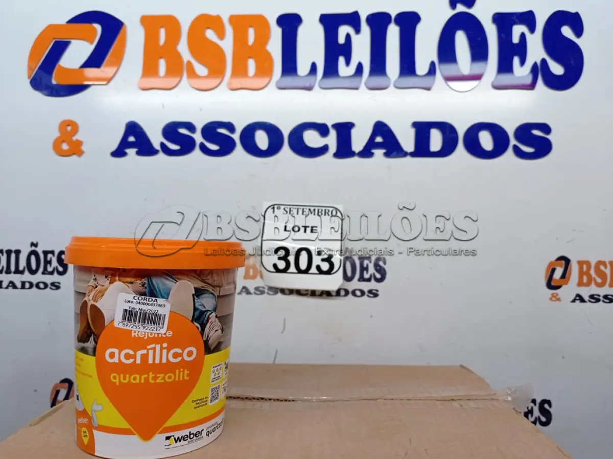 LOTE 303 - 06 REJUNTES ACRÍLICO NA COR CORDA DE 01KG CADA. (NO ESTADO) ATENÇÃO! FAZER A VISITAÇÃO ANTES DE ARREMATAR, NÃO SABEMOS SE FUNCIONA. LEILÃO NÃO TEM GARANTIA E NEM DEVOLUÇÃO, SUJEITO A POSSÍVEIS AVARIAS VISÍVEIS/OCULTAS E/OU AUSÊNCIA DE COMPONENTES.