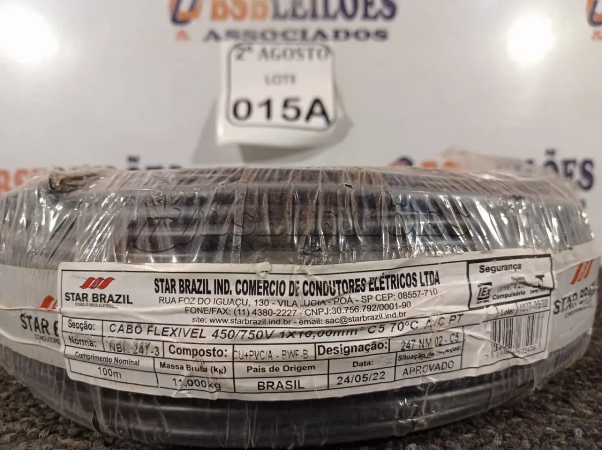 LOTE 015 - 01 ROLO DE FIO FLEXÍVEL 1X10,00MM NA COR PRETA. (NO ESTADO) ATENÇÃO! FAZER A VISITAÇÃO ANTES DE ARREMATAR, NÃO SABEMOS SE FUNCIONA. LEILÃO NÃO TEM GARANTIA E NEM DEVOLUÇÃO, SUJEITO A POSSÍVEIS AVARIAS VISÍVEIS/OCULTAS E/OU AUSÊNCIA DE COMPONENTES.