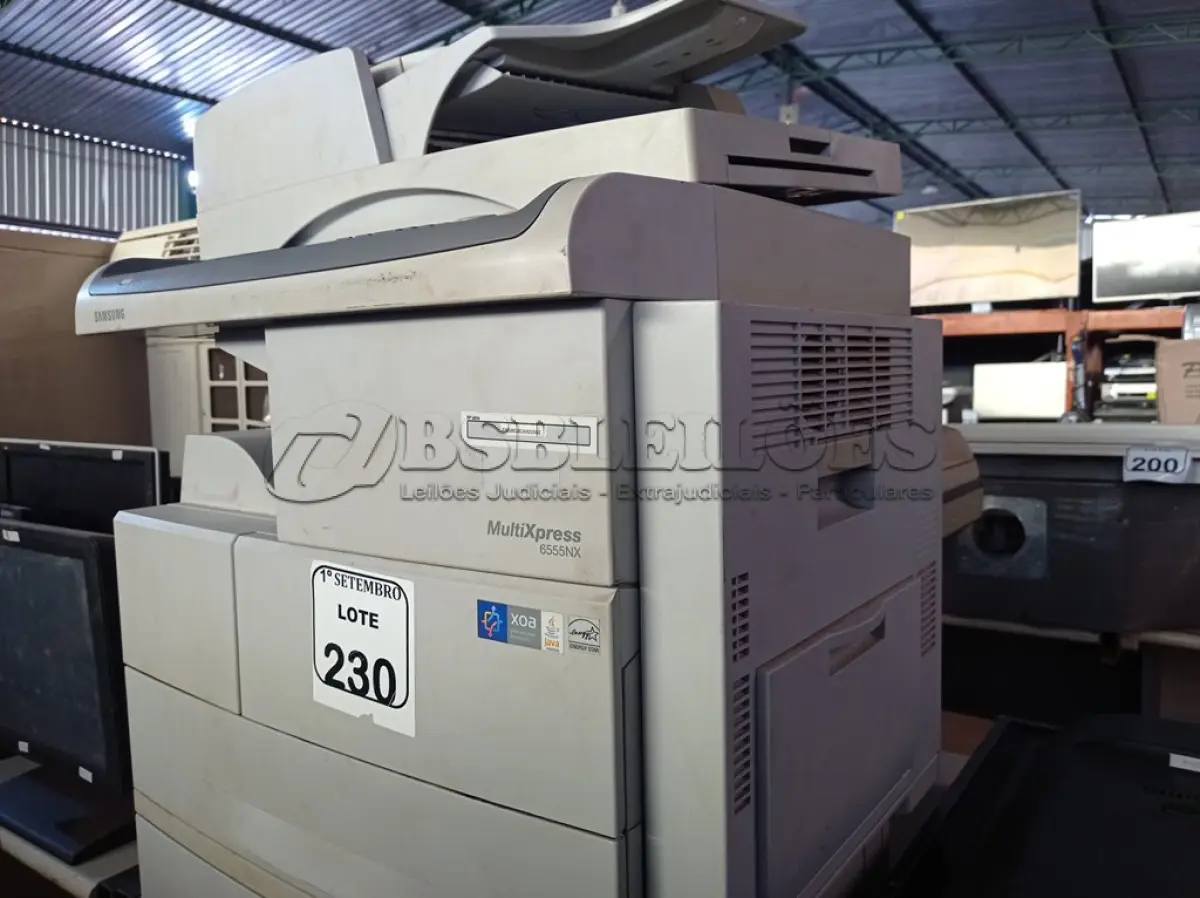 LOTE 230 - 02 IMPRESSORAS MULTIFUNCIONAIS, SENDO UMA MARCA BROTHER DCP8070 E A OUTRA SAMSUMG 655NX. (NO ESTADO) ATENÇÃO! FAZER A VISITAÇÃO ANTES DE ARREMATAR, NÃO SABEMOS SE FUNCIONA. LEILÃO NÃO TEM GARANTIA E NEM DEVOLUÇÃO, SUJEITO A POSSÍVEIS AVARIAS VISÍVEIS/OCULTAS E/OU AUSÊNCIA DE COMPONENTES.