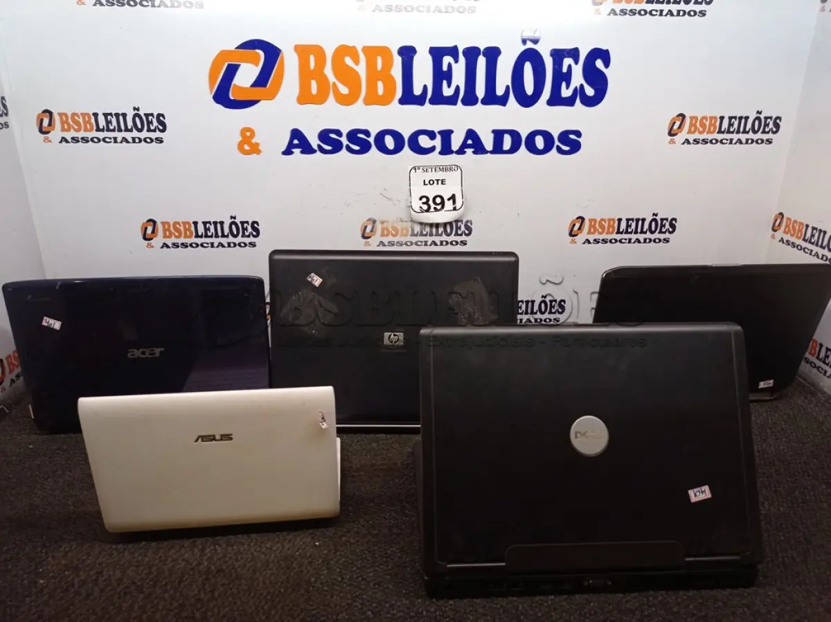 LOTE 391 - 05 NOTEBOOKS MARCAS E MODELOS DIVERSOS PARA A RETIRADA DE PEÇAS. (NO ESTADO) ATENÇÃO! FAZER A VISITAÇÃO ANTES DE ARREMATAR, NÃO SABEMOS SE FUNCIONA. LEILÃO NÃO TEM GARANTIA E NEM DEVOLUÇÃO, SUJEITO A POSSÍVEIS AVARIAS VISÍVEIS/OCULTAS E/OU AUSÊNCIA DE COMPONENTES.