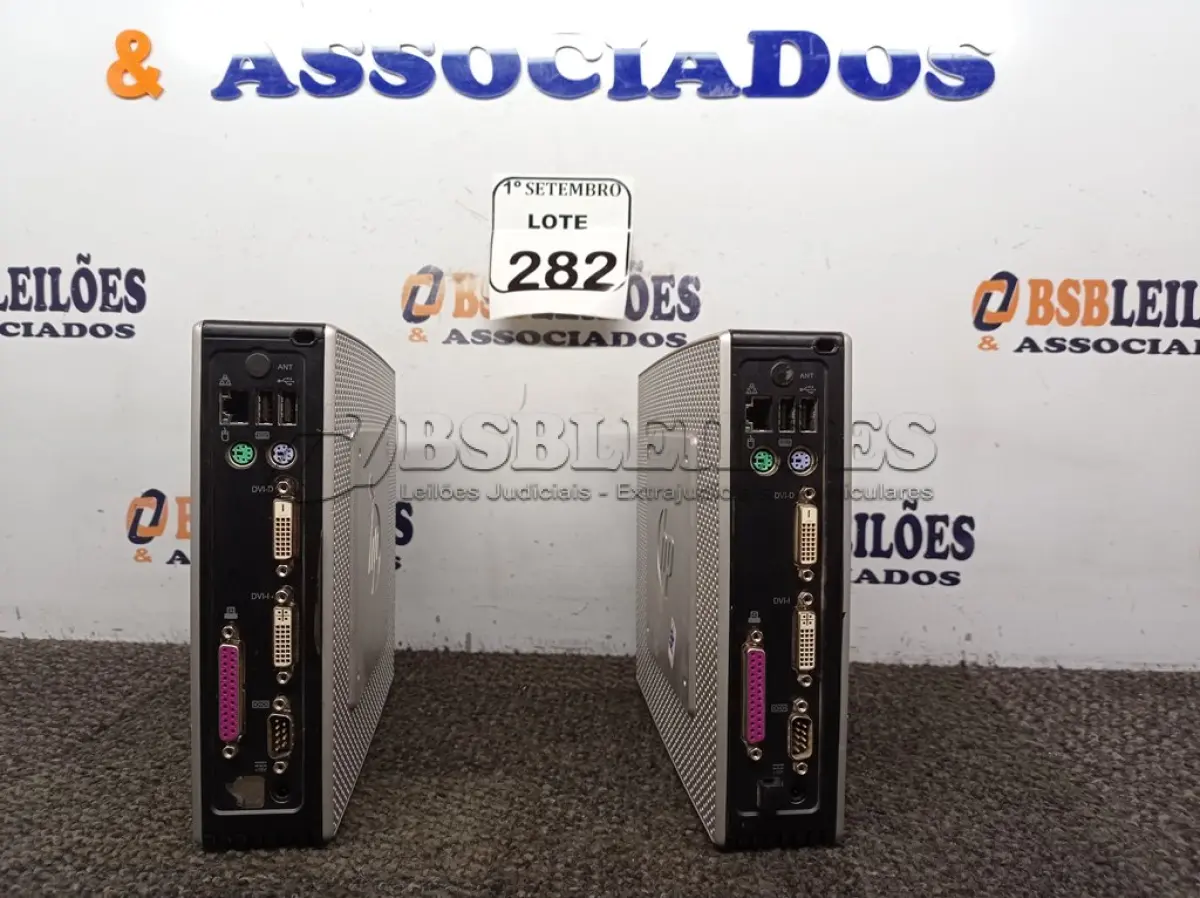 LOTE 282 - 02 MINI CPUS HP. (NO ESTADO) ATENÇÃO! FAZER A VISITAÇÃO ANTES DE ARREMATAR, NÃO SABEMOS SE FUNCIONA. LEILÃO NÃO TEM GARANTIA E NEM DEVOLUÇÃO, SUJEITO A POSSÍVEIS AVARIAS VISÍVEIS/OCULTAS E/OU AUSÊNCIA DE COMPONENTES.