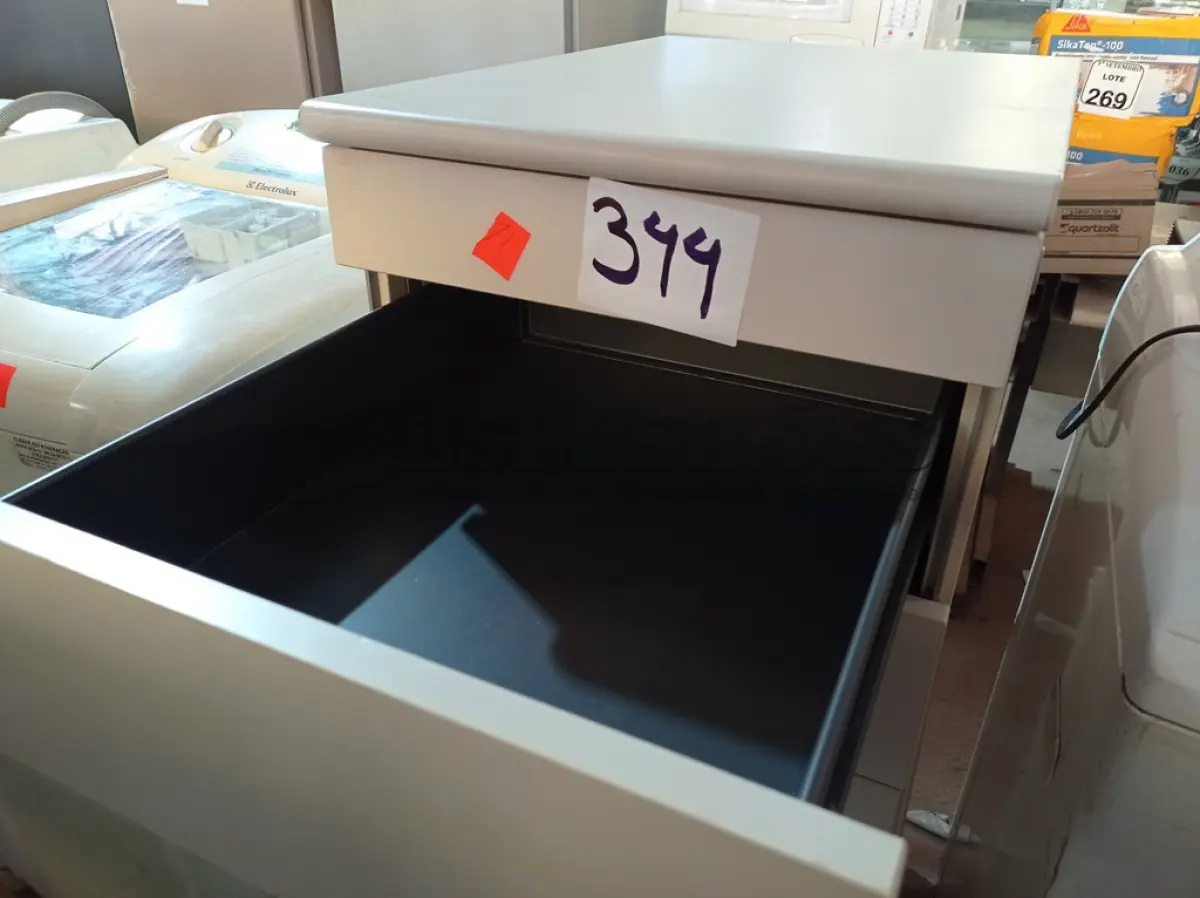 LOTE 344 - 02 GAVETEIROS COM 04 GAVETAS CADA. (NO ESTADO) ATENÇÃO! FAZER A VISITAÇÃO ANTES DE ARREMATAR, NÃO SABEMOS SE FUNCIONA. LEILÃO NÃO TEM GARANTIA E NEM DEVOLUÇÃO, SUJEITO A POSSÍVEIS AVARIAS VISÍVEIS/OCULTAS E/OU AUSÊNCIA DE COMPONENTES.