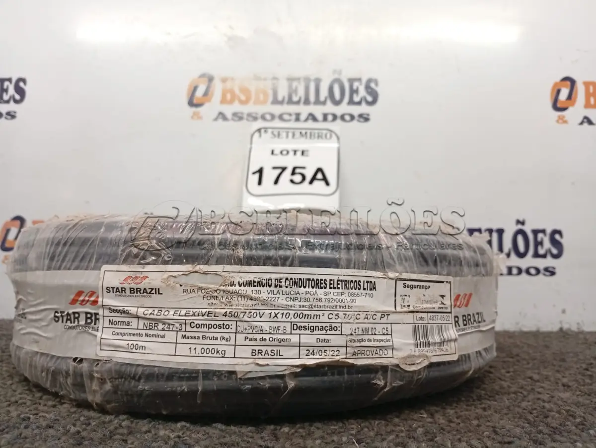 LOTE 175 - 01 ROLO DE FIO FLEXÍVEL 1X10,00MM NA COR PRETA(NOVO). (NO ESTADO) ATENÇÃO! FAZER A VISITAÇÃO ANTES DE ARREMATAR, NÃO SABEMOS SE FUNCIONA. LEILÃO NÃO TEM GARANTIA E NEM DEVOLUÇÃO, SUJEITO A POSSÍVEIS AVARIAS VISÍVEIS/OCULTAS E/OU AUSÊNCIA DE COMPONENTES.