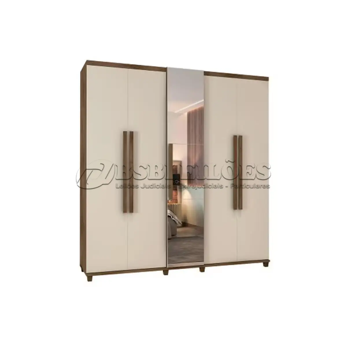 LOTE 094 - 01 - GUARDA-ROUPA MUNIQUE C/ESPELHO FREIJÓ COM OFF WHITE (NO ESTADO, NÃO SABEMOS SE FUNCIONA. LEILÃO NÃO TEM GARANTIA E NEM DEVOLUÇÃO, SUJEITO A POSSÍVEIS AVARIAS VISÍVEIS/OCULTAS E/OU AUSÊNCIA DE COMPONENTES)