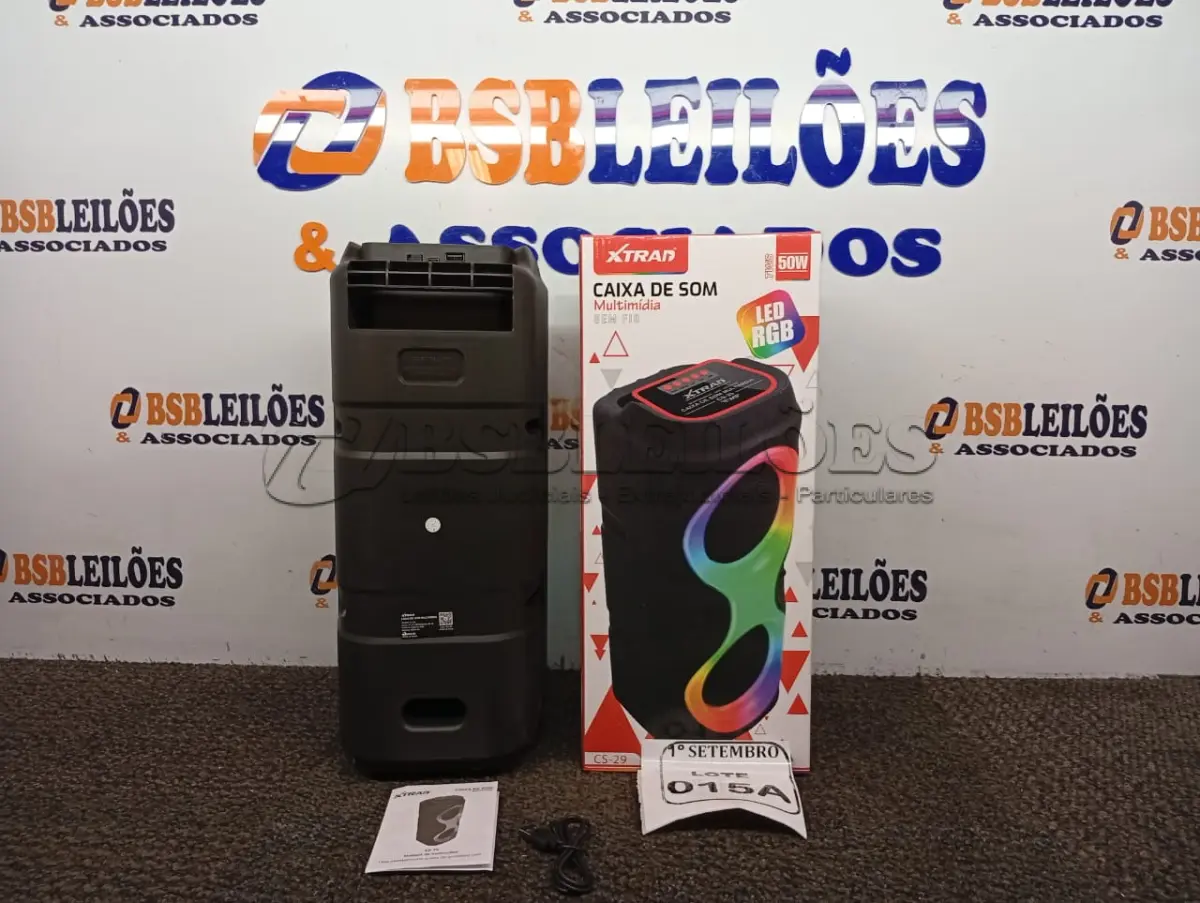 LOTE 015 - 01 CAIXA DE SOM MULTIMÍDIA SEM FIO MARCA XTRAD MODELO CS-29 (NOVO) (NO ESTADO) ATENÇÃO! FAZER A VISITAÇÃO ANTES DE ARREMATAR, NÃO SABEMOS SE FUNCIONA. LEILÃO NÃO TEM GARANTIA E NEM DEVOLUÇÃO, SUJEITO A POSSÍVEIS AVARIAS VISÍVEIS/OCULTAS E/OU AUSÊNCIA DE COMPONENTES.