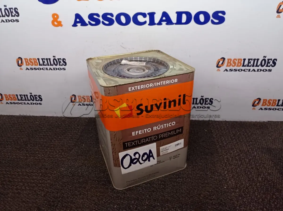 LOTE 020 - 01 LATA DE TINTA TEXTURATTO PREMIUM EFEITO RÚSTICO INTERIOR/EXTERIOR SUVINIL 25KG. (NO ESTADO) ATENÇÃO! FAZER A VISITAÇÃO ANTES DE ARREMATAR, NÃO SABEMOS SE FUNCIONA. LEILÃO NÃO TEM GARANTIA E NEM DEVOLUÇÃO, SUJEITO A POSSÍVEIS AVARIAS VISÍVEIS/OCULTAS E/OU AUSÊNCIA DE COMPONENTES.