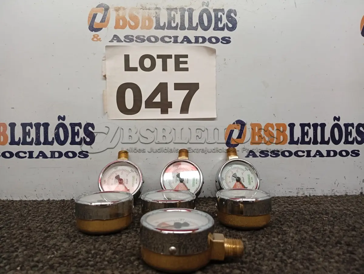 LOTE 047 - 07 – MANÔMETROS (NO ESTADO, NÃO SABEMOS SE FUNCIONA. LEILÃO NÃO TEM GARANTIA E NEM DEVOLUÇÃO, SUJEITO A POSSÍVEIS AVARIAS VISÍVEIS/OCULTAS E/OU AUSÊNCIA DE COMPONENTES)