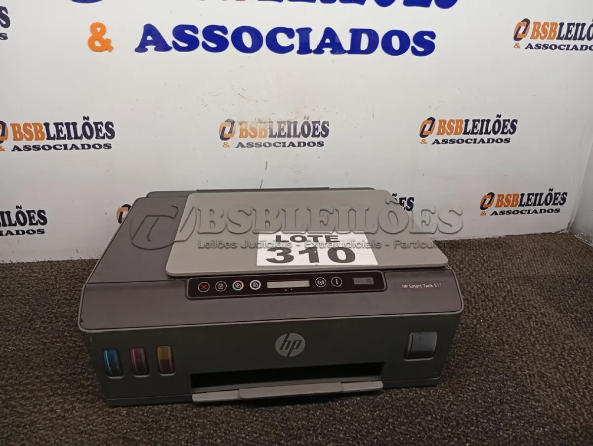 LOTE 310 - 01 - IMPRESSORA MULTIFUNCIONAL HP SMART TANK 517 (NO ESTADO, NÃO SABEMOS SE FUNCIONA. LEILÃO NÃO TEM GARANTIA E NEM DEVOLUÇÃO, SUJEITO A POSSÍVEIS AVARIAS VISÍVEIS/OCULTAS E/OU AUSÊNCIA DE COMPONENTES)