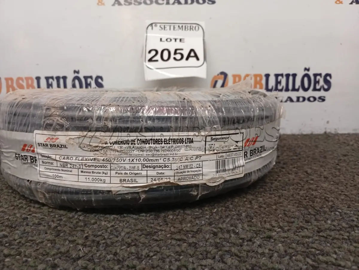 LOTE 205 - 01 ROLO DE FIO FLEXÍVEL 1X10,00MM NA COR PRETA(NOVO). (NO ESTADO) ATENÇÃO! FAZER A VISITAÇÃO ANTES DE ARREMATAR, NÃO SABEMOS SE FUNCIONA. LEILÃO NÃO TEM GARANTIA E NEM DEVOLUÇÃO, SUJEITO A POSSÍVEIS AVARIAS VISÍVEIS/OCULTAS E/OU AUSÊNCIA DE COMPONENTES.