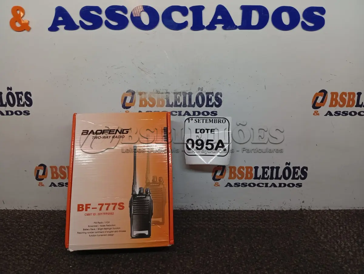 LOTE 095 - 02 RÁDIOS COMUNICADORES   BAOFENG MODELO BF-777S (NOVO) (NO ESTADO) ATENÇÃO! FAZER A VISITAÇÃO ANTES DE ARREMATAR, NÃO SABEMOS SE FUNCIONA. LEILÃO NÃO TEM GARANTIA E NEM DEVOLUÇÃO, SUJEITO A POSSÍVEIS AVARIAS VISÍVEIS/OCULTAS E/OU AUSÊNCIA DE COMPONENTES.