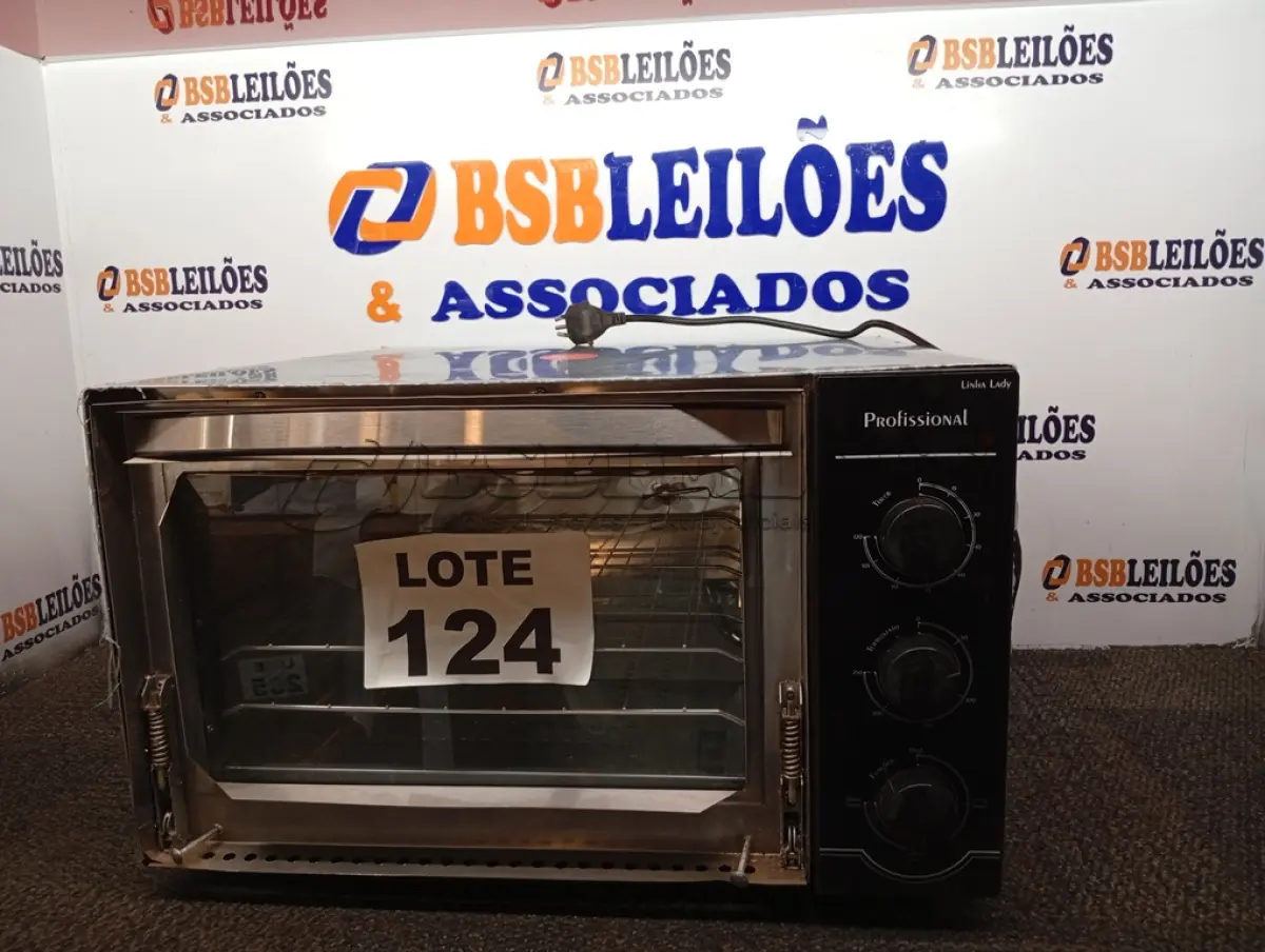 LOTE 124 - 01 - FORNO ELÉTRICO SAFANELLI 45 LITROS LADY COM MIGALHEIRO INOX FLP220 – 220 VOLTS (NO ESTADO, NÃO SABEMOS SE FUNCIONA. LEILÃO NÃO TEM GARANTIA E NEM DEVOLUÇÃO, SUJEITO A POSSÍVEIS AVARIAS VISÍVEIS/OCULTAS E/OU AUSÊNCIA DE COMPONENTES)
