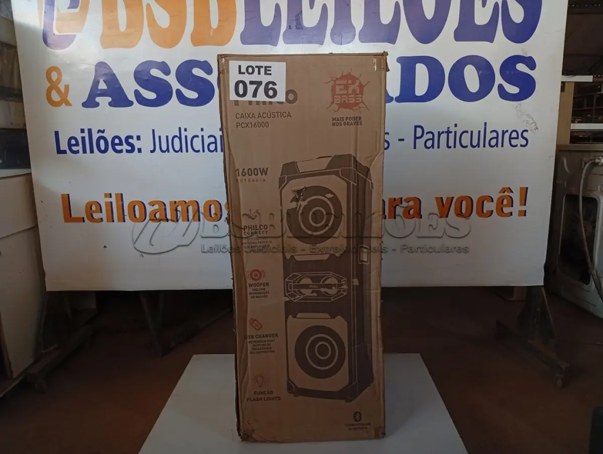 LOTE 076 - 01 - CAIXA DE SOM PHILCO PCX16000 1600W PRETO - BIVOLT (NO ESTADO, NÃO SABEMOS SE FUNCIONA. LEILÃO NÃO TEM GARANTIA E NEM DEVOLUÇÃO, SUJEITO A POSSÍVEIS AVARIAS VISÍVEIS/OCULTAS E/OU AUSÊNCIA DE COMPONENTES)