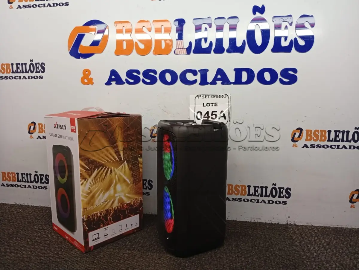 LOTE 045 - 01 CAIXA DE SOM MULTIMÍDIA SEM FIO MARCA XTRAD MODELO XDG-96 (NOVO) (NO ESTADO) ATENÇÃO! FAZER A VISITAÇÃO ANTES DE ARREMATAR, NÃO SABEMOS SE FUNCIONA. LEILÃO NÃO TEM GARANTIA E NEM DEVOLUÇÃO, SUJEITO A POSSÍVEIS AVARIAS VISÍVEIS/OCULTAS E/OU AUSÊNCIA DE COMPONENTES.