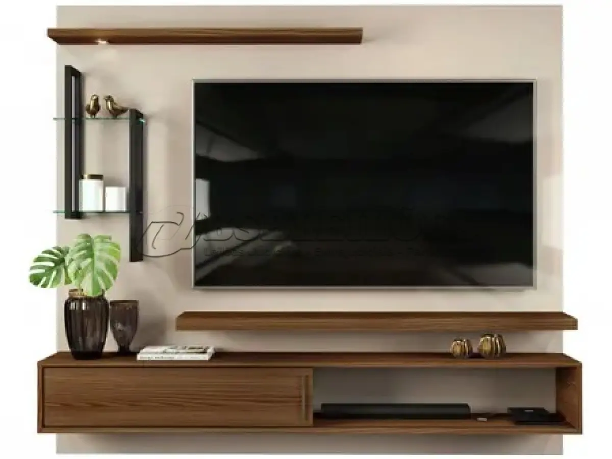 LOTE 083 - 01 - PAINEL PARA TV ATÉ 60” DJ MÓVEIS NEW GRECO 2 PRATELEIRAS (NO ESTADO, NÃO SABEMOS SE FUNCIONA. LEILÃO NÃO TEM GARANTIA E NEM DEVOLUÇÃO, SUJEITO A POSSÍVEIS AVARIAS VISÍVEIS/OCULTAS E/OU AUSÊNCIA DE COMPONENTES)