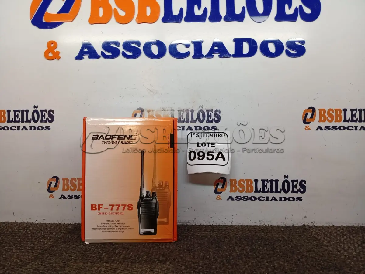 LOTE 095 - 02 RÁDIOS COMUNICADORES   BAOFENG MODELO BF-777S (NOVO) (NO ESTADO) ATENÇÃO! FAZER A VISITAÇÃO ANTES DE ARREMATAR, NÃO SABEMOS SE FUNCIONA. LEILÃO NÃO TEM GARANTIA E NEM DEVOLUÇÃO, SUJEITO A POSSÍVEIS AVARIAS VISÍVEIS/OCULTAS E/OU AUSÊNCIA DE COMPONENTES.