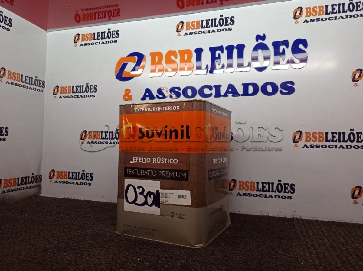 LOTE 030 - 01 LATA DE TINTA TEXTURATTO PREMIUM EFEITO RÚSTICO INTERIOR/EXTERIOR SUVINIL 25KG. (NO ESTADO) ATENÇÃO! FAZER A VISITAÇÃO ANTES DE ARREMATAR, NÃO SABEMOS SE FUNCIONA. LEILÃO NÃO TEM GARANTIA E NEM DEVOLUÇÃO, SUJEITO A POSSÍVEIS AVARIAS VISÍVEIS/OCULTAS E/OU AUSÊNCIA DE COMPONENTES.