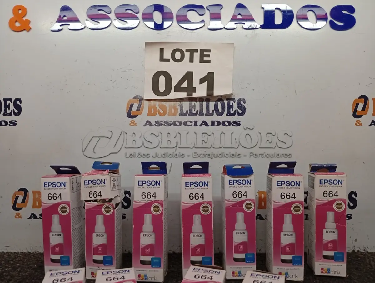 LOTE 041 - 17 - GARRAFAS DE TINTA EPSON (NO ESTADO, NÃO SABEMOS SE FUNCIONA. LEILÃO NÃO TEM GARANTIA E NEM DEVOLUÇÃO, SUJEITO A POSSÍVEIS AVARIAS VISÍVEIS/OCULTAS E/OU AUSÊNCIA DE COMPONENTES)