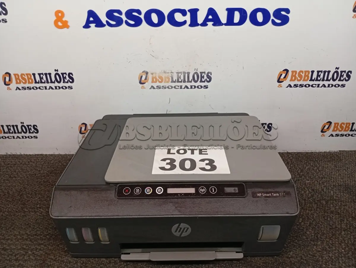 LOTE 303 - 01 - IMPRESSORA MULTIFUNCIONAL HP SMART TANK 517 (NO ESTADO, NÃO SABEMOS SE FUNCIONA. LEILÃO NÃO TEM GARANTIA E NEM DEVOLUÇÃO, SUJEITO A POSSÍVEIS AVARIAS VISÍVEIS/OCULTAS E/OU AUSÊNCIA DE COMPONENTES)