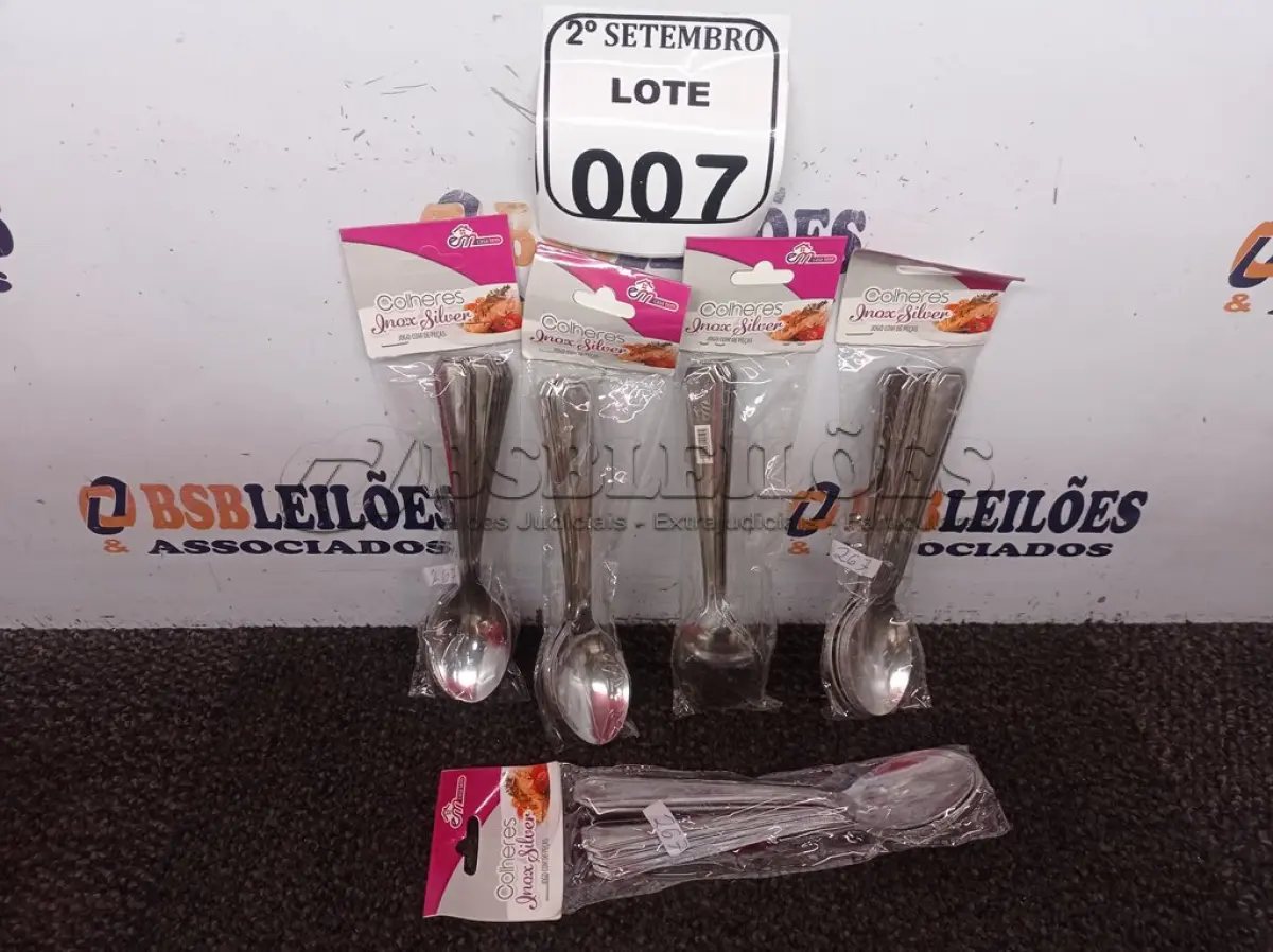 LOTE 007 - 05 KITS DE COLHERES COM 06 PEÇAS CADA. (NO ESTADO) ATENÇÃO! FAZER A VISITAÇÃO ANTES DE ARREMATAR, NÃO SABEMOS SE FUNCIONA. LEILÃO NÃO TEM GARANTIA E NEM DEVOLUÇÃO, SUJEITO A POSSÍVEIS AVARIAS VISÍVEIS/OCULTAS E/OU AUSÊNCIA DE COMPONENTES.