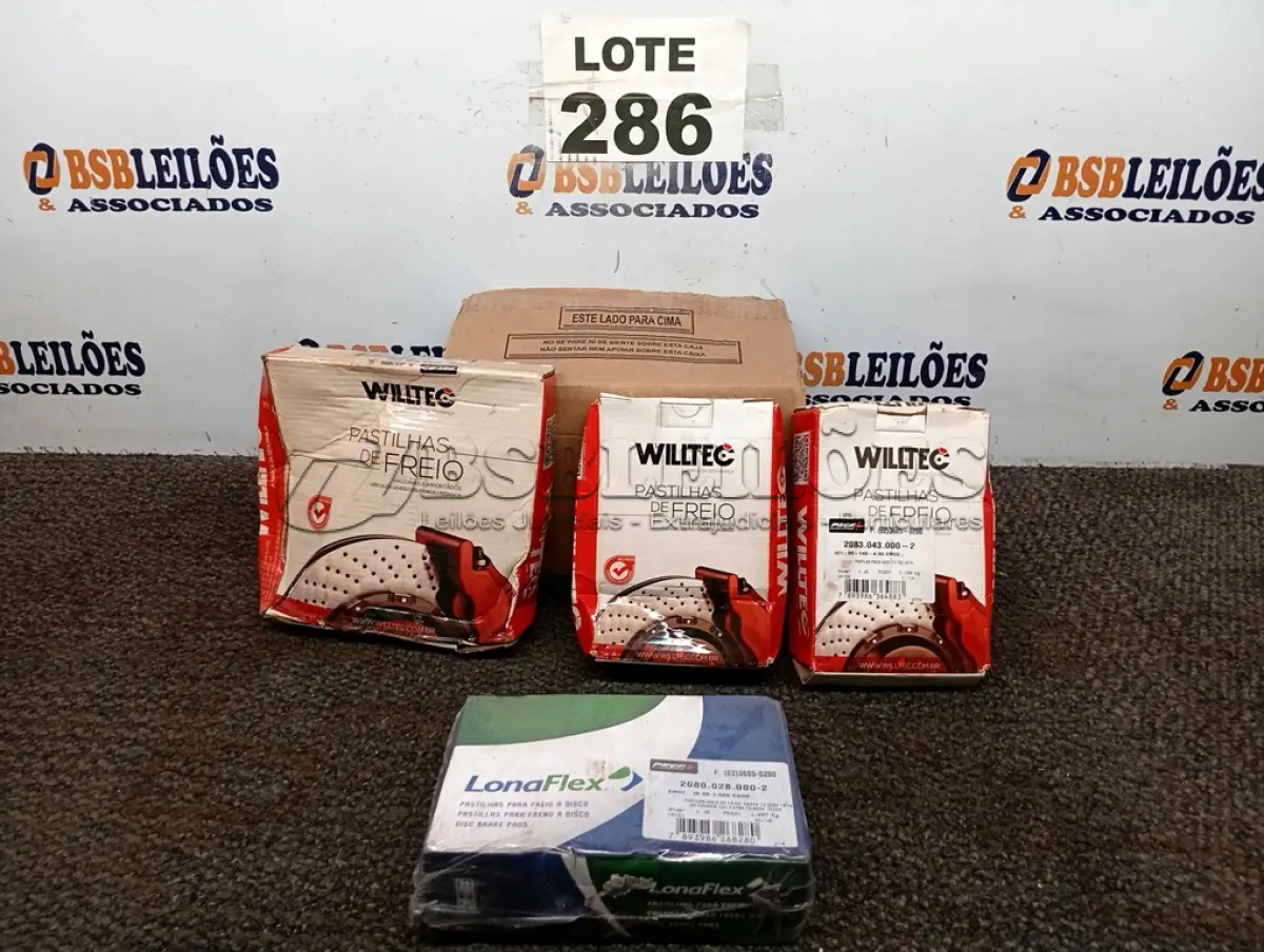 LOTE 286 - 04 – JOGO DE PASTILHAS AUTOMOTIVAS DIVERSOS (NO ESTADO, NÃO SABEMOS SE FUNCIONA. LEILÃO NÃO TEM GARANTIA E NEM DEVOLUÇÃO, SUJEITO A POSSÍVEIS AVARIAS VISÍVEIS/OCULTAS E/OU AUSÊNCIA DE COMPONENTES)