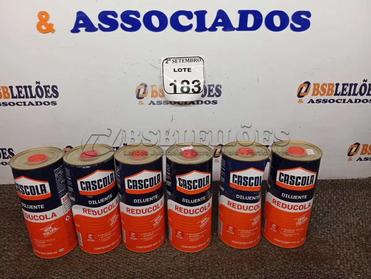 LOTE 183 - 06 DILUENTES MARCA CASCOLA. (NO ESTADO) ATENÇÃO! FAZER A VISITAÇÃO ANTES DE ARREMATAR, NÃO SABEMOS SE FUNCIONA. LEILÃO NÃO TEM GARANTIA E NEM DEVOLUÇÃO, SUJEITO A POSSÍVEIS AVARIAS VISÍVEIS/OCULTAS E/OU AUSÊNCIA DE COMPONENTES.