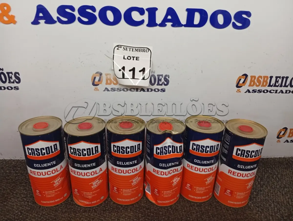 LOTE 111 - 06 DILUENTES MARCA CASCOLA. (NO ESTADO) ATENÇÃO! FAZER A VISITAÇÃO ANTES DE ARREMATAR, NÃO SABEMOS SE FUNCIONA. LEILÃO NÃO TEM GARANTIA E NEM DEVOLUÇÃO, SUJEITO A POSSÍVEIS AVARIAS VISÍVEIS/OCULTAS E/OU AUSÊNCIA DE COMPONENTES.