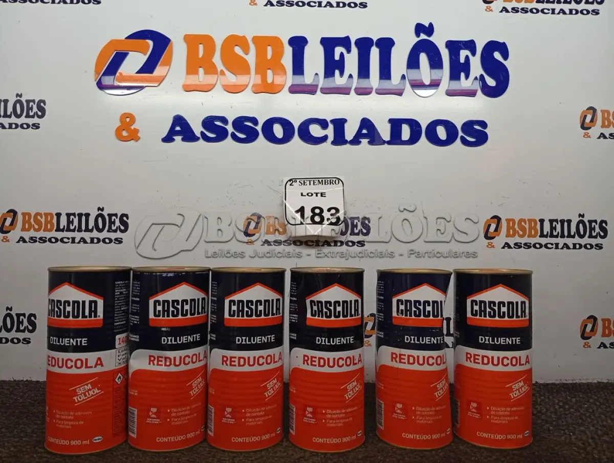 LOTE 183 - 06 DILUENTES MARCA CASCOLA. (NO ESTADO) ATENÇÃO! FAZER A VISITAÇÃO ANTES DE ARREMATAR, NÃO SABEMOS SE FUNCIONA. LEILÃO NÃO TEM GARANTIA E NEM DEVOLUÇÃO, SUJEITO A POSSÍVEIS AVARIAS VISÍVEIS/OCULTAS E/OU AUSÊNCIA DE COMPONENTES.