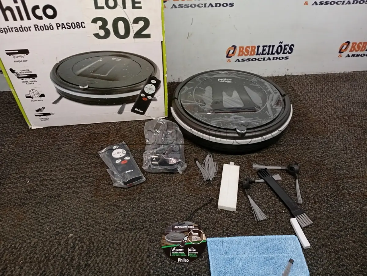 LOTE 302 - 01 - ASPIRADOR ROBÔ PHILCO PAS08C - BIVOLT (NO ESTADO, NÃO SABEMOS SE FUNCIONA. LEILÃO NÃO TEM GARANTIA E NEM DEVOLUÇÃO, SUJEITO A POSSÍVEIS AVARIAS VISÍVEIS/OCULTAS E/OU AUSÊNCIA DE COMPONENTES)
