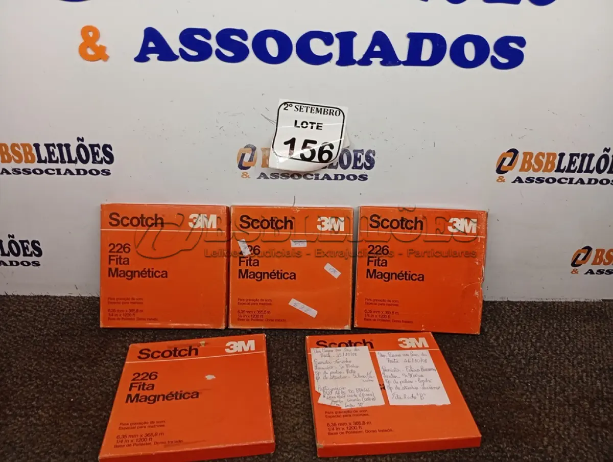 LOTE 156 - 05 FITAS PARA GRAVADOR DE ROLO. (NO ESTADO) ATENÇÃO! FAZER A VISITAÇÃO ANTES DE ARREMATAR, NÃO SABEMOS SE FUNCIONA. LEILÃO NÃO TEM GARANTIA E NEM DEVOLUÇÃO, SUJEITO A POSSÍVEIS AVARIAS VISÍVEIS/OCULTAS E/OU AUSÊNCIA DE COMPONENTES.