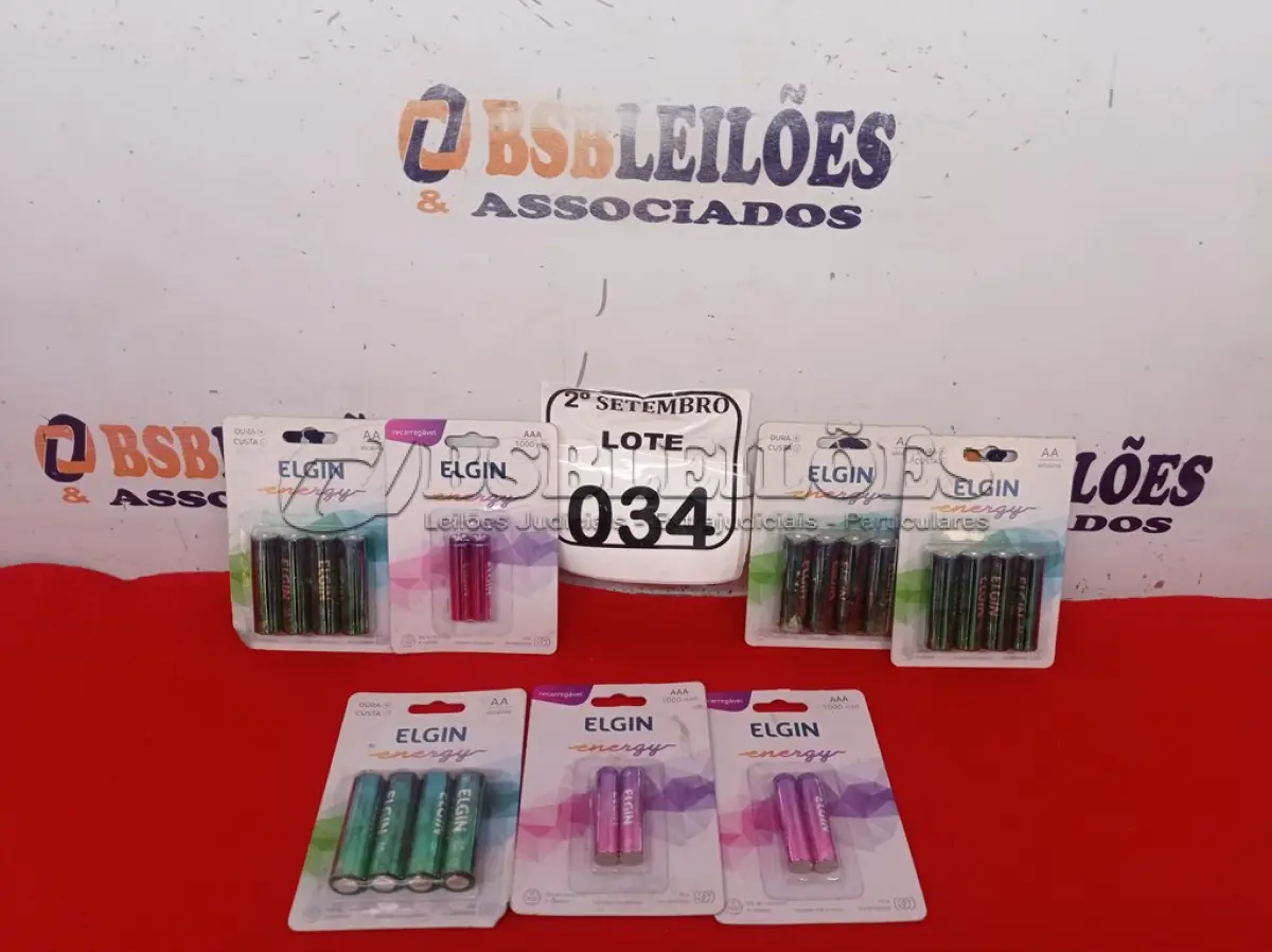 LOTE 034 - 04 PILHAS AA RECARREG ELGIN 2700MAH (BLISTER C/2) ELGIN E 03 PILHAS AAA ALCALINA ELGIN LR03 (BLISTER C/2) ELGIN. (NO ESTADO) ATENÇÃO! FAZER A VISITAÇÃO ANTES DE ARREMATAR, NÃO SABEMOS SE FUNCIONA. LEILÃO NÃO TEM GARANTIA E NEM DEVOLUÇÃO, SUJEITO A POSSÍVEIS AVARIAS VISÍVEIS/OCULTAS E/OU AUSÊNCIA DE COMPONENTES.