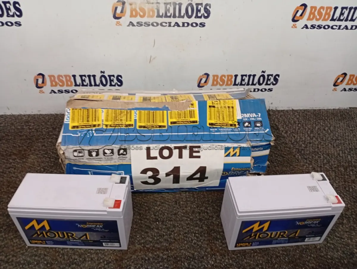 LOTE 314 - 05 - BATERIAS MOURA 12MVA-7 NO-BREAK, SEGURANÇA E TELECOM (NO ESTADO, NÃO SABEMOS SE FUNCIONA. LEILÃO NÃO TEM GARANTIA E NEM DEVOLUÇÃO, SUJEITO A POSSÍVEIS AVARIAS VISÍVEIS/OCULTAS E/OU AUSÊNCIA DE COMPONENTES)