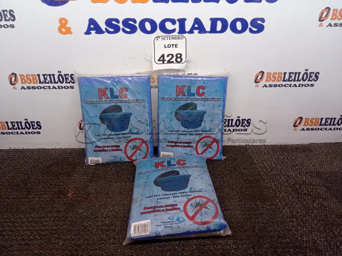 LOTE 428 - 03 CAPAS DE PROTEÇÃO P/ CAIXA D`ÁGUA KLC PVC REFORÇADA 100% POLIESTER. (NO ESTADO) ATENÇÃO! FAZER A VISITAÇÃO ANTES DE ARREMATAR, NÃO SABEMOS SE FUNCIONA. LEILÃO NÃO TEM GARANTIA E NEM DEVOLUÇÃO, SUJEITO A POSSÍVEIS AVARIAS VISÍVEIS/OCULTAS E/OU AUSÊNCIA DE COMPONENTES.