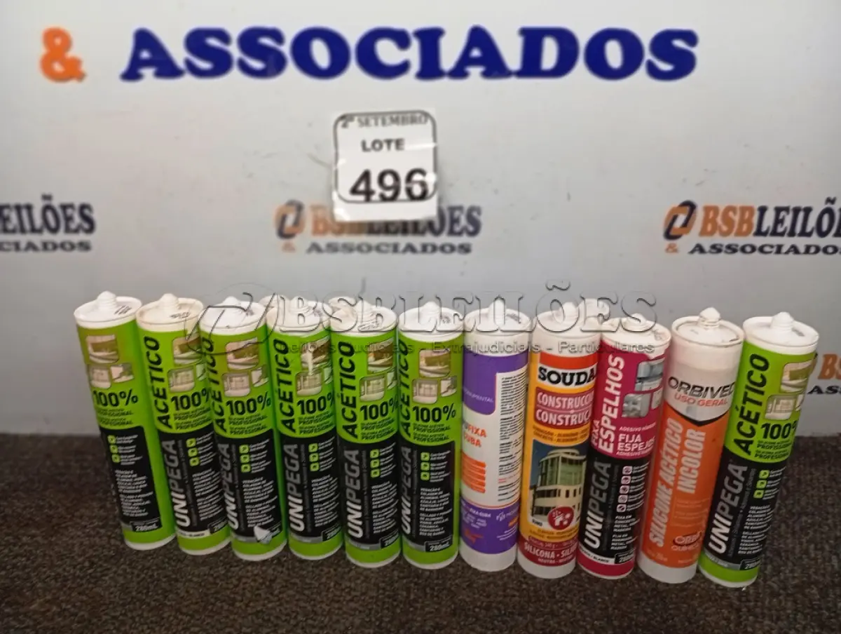 LOTE 496 - 12 ADESIVOS POLIURETANO PU 40 CINZA SACHE 600ML MARCA UNIPEGA 600ML CADA. (NO ESTADO) ATENÇÃO! FAZER A VISITAÇÃO ANTES DE ARREMATAR, NÃO SABEMOS SE FUNCIONA. LEILÃO NÃO TEM GARANTIA E NEM DEVOLUÇÃO, SUJEITO A POSSÍVEIS AVARIAS VISÍVEIS/OCULTAS E/OU AUSÊNCIA DE COMPONENTES