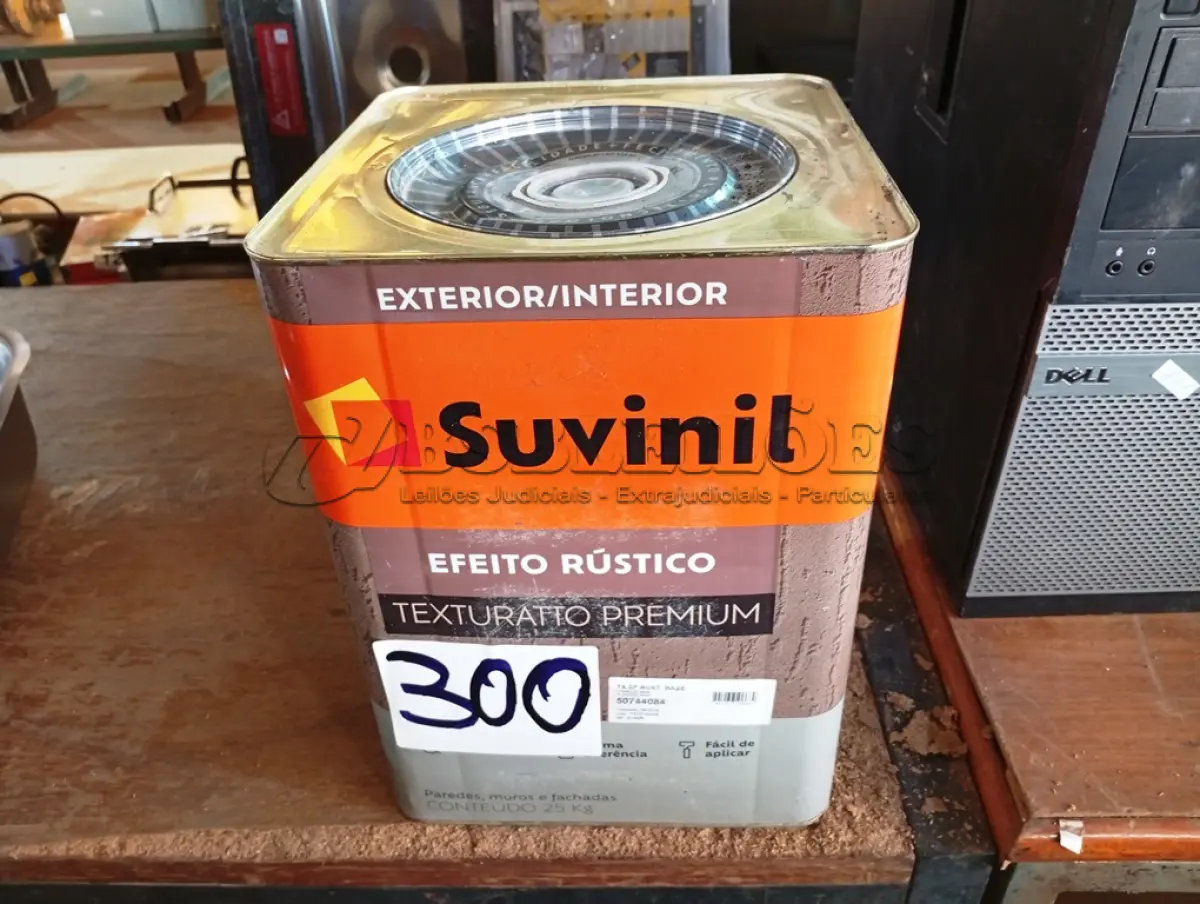 LOTE 300 - 01 LATA DE TINTA SUVINIL EFEITO RUSTICO TEXTURIZADO PRETO 25KG. (NO ESTADO) ATENÇÃO! FAZER A VISITAÇÃO ANTES DE ARREMATAR, NÃO SABEMOS SE FUNCIONA. LEILÃO NÃO TEM GARANTIA E NEM DEVOLUÇÃO, SUJEITO A POSSÍVEIS AVARIAS VISÍVEIS/OCULTAS E/OU AUSÊNCIA DE COMPONENTES.