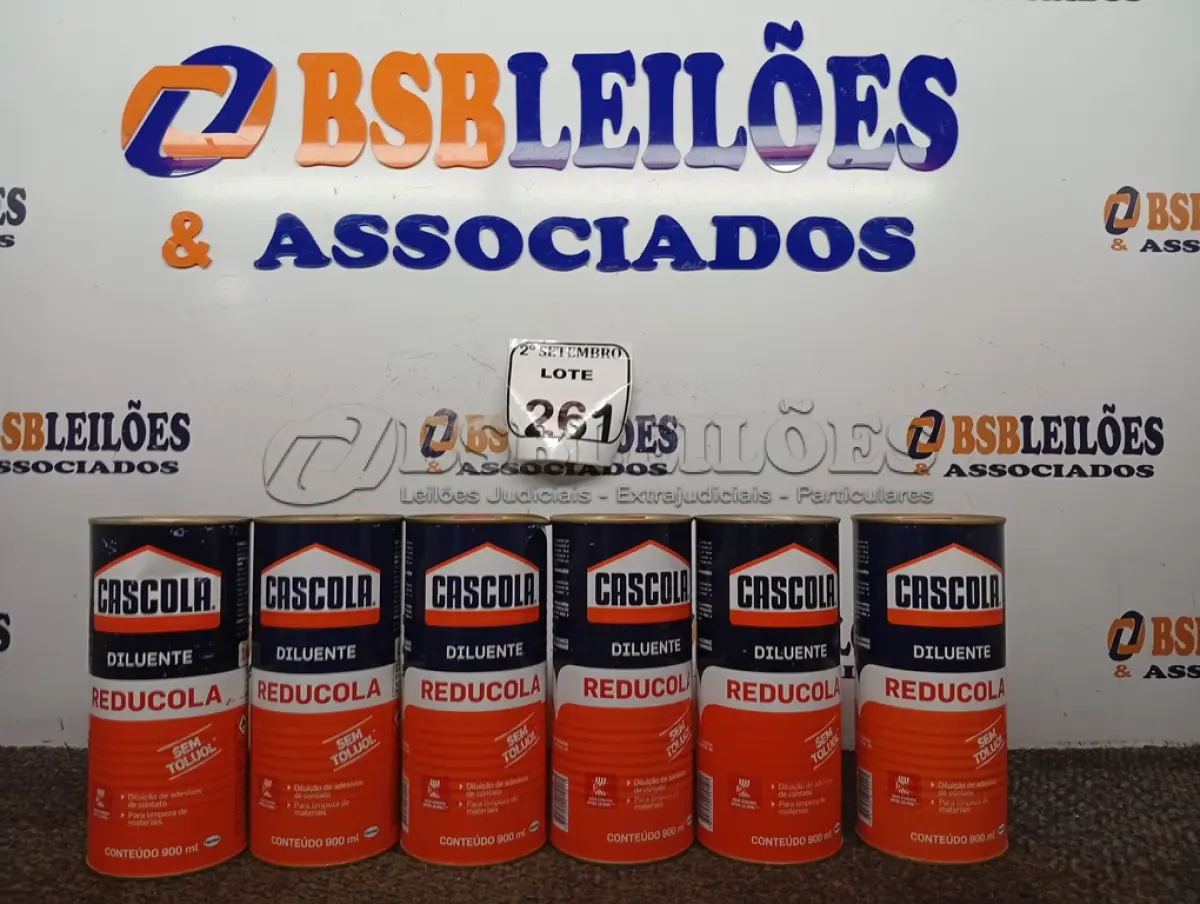 LOTE 261 - 06 DILUENTE MARCA CASCOLA. (NO ESTADO) ATENÇÃO! FAZER A VISITAÇÃO ANTES DE ARREMATAR, NÃO SABEMOS SE FUNCIONA. LEILÃO NÃO TEM GARANTIA E NEM DEVOLUÇÃO, SUJEITO A POSSÍVEIS AVARIAS VISÍVEIS/OCULTAS E/OU AUSÊNCIA DE COMPONENTES.