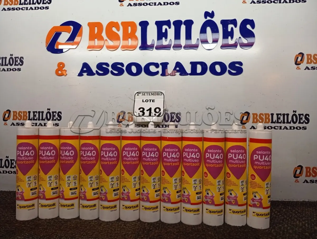 LOTE 319 - 12 SELANTES MULTIUSO DE POLIURETANO PU40 400G CADA. (NO ESTADO) ATENÇÃO! FAZER A VISITAÇÃO ANTES DE ARREMATAR, NÃO SABEMOS SE FUNCIONA. LEILÃO NÃO TEM GARANTIA E NEM DEVOLUÇÃO, SUJEITO A POSSÍVEIS AVARIAS VISÍVEIS/OCULTAS E/OU AUSÊNCIA DE COMPONENTES.