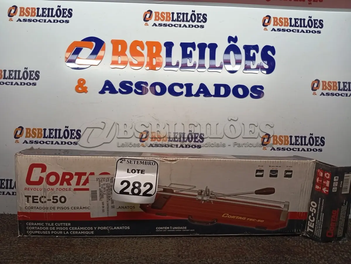 LOTE 282 - 01 CORTADOR DE PISO TEC 50 50CM CORTAG. (NO ESTADO) ATENÇÃO! FAZER A VISITAÇÃO ANTES DE ARREMATAR, NÃO SABEMOS SE FUNCIONA. LEILÃO NÃO TEM GARANTIA E NEM DEVOLUÇÃO, SUJEITO A POSSÍVEIS AVARIAS VISÍVEIS/OCULTAS E/OU AUSÊNCIA DE COMPONENTES.