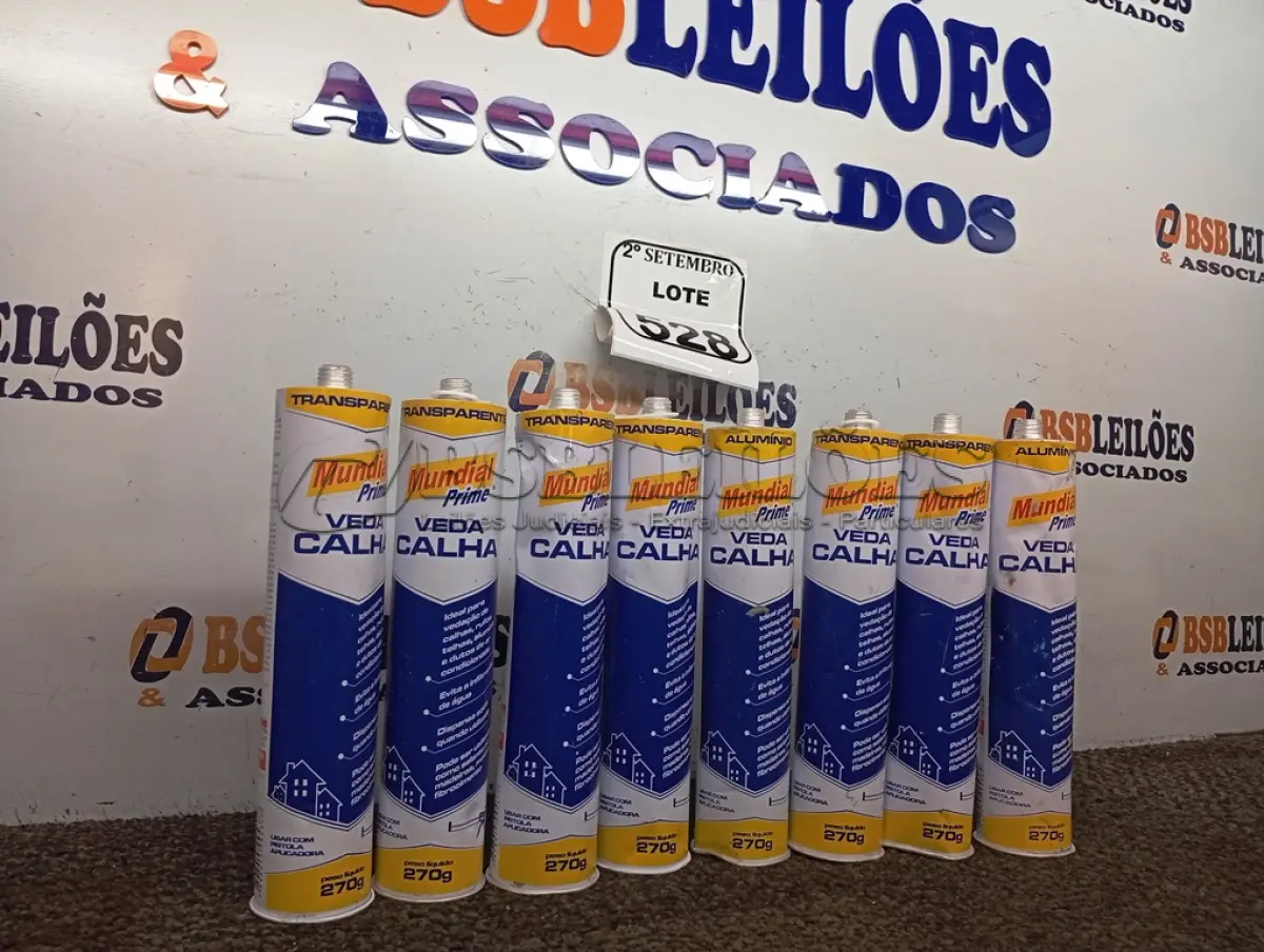 LOTE 528 - 08 SELANTES VEDA CALHAS 270G CADA. (NO ESTADO) ATENÇÃO! FAZER A VISITAÇÃO ANTES DE ARREMATAR, NÃO SABEMOS SE FUNCIONA. LEILÃO NÃO TEM GARANTIA E NEM DEVOLUÇÃO, SUJEITO A POSSÍVEIS AVARIAS VISÍVEIS/OCULTAS E/OU AUSÊNCIA DE COMPONENTES.