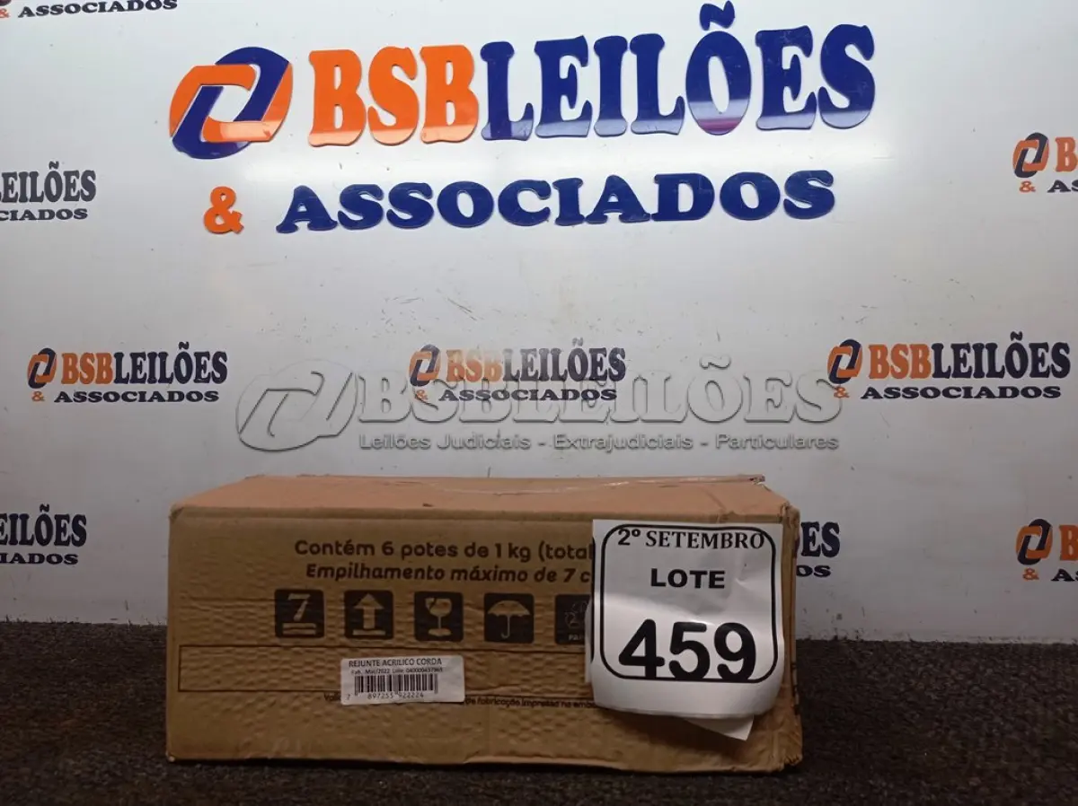 LOTE 459 - 06 REJUNTES ACRÍLICO NA COR CORDA DE 01KG CADA. (NO ESTADO) ATENÇÃO! FAZER A VISITAÇÃO ANTES DE ARREMATAR, NÃO SABEMOS SE FUNCIONA. LEILÃO NÃO TEM GARANTIA E NEM DEVOLUÇÃO, SUJEITO A POSSÍVEIS AVARIAS VISÍVEIS/OCULTAS E/OU AUSÊNCIA DE COMPONENTES.
