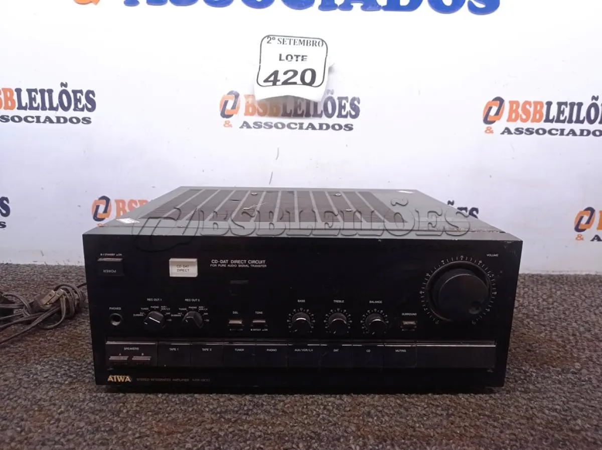 LOTE 420 - 01 AMPLIFICADOR INTEGRADO STEREO AIWA MX-900. (NO ESTADO) ATENÇÃO! FAZER A VISITAÇÃO ANTES DE ARREMATAR, NÃO SABEMOS SE FUNCIONA. LEILÃO NÃO TEM GARANTIA E NEM DEVOLUÇÃO, SUJEITO A POSSÍVEIS AVARIAS VISÍVEIS/OCULTAS E/OU AUSÊNCIA DE COMPONENTES.