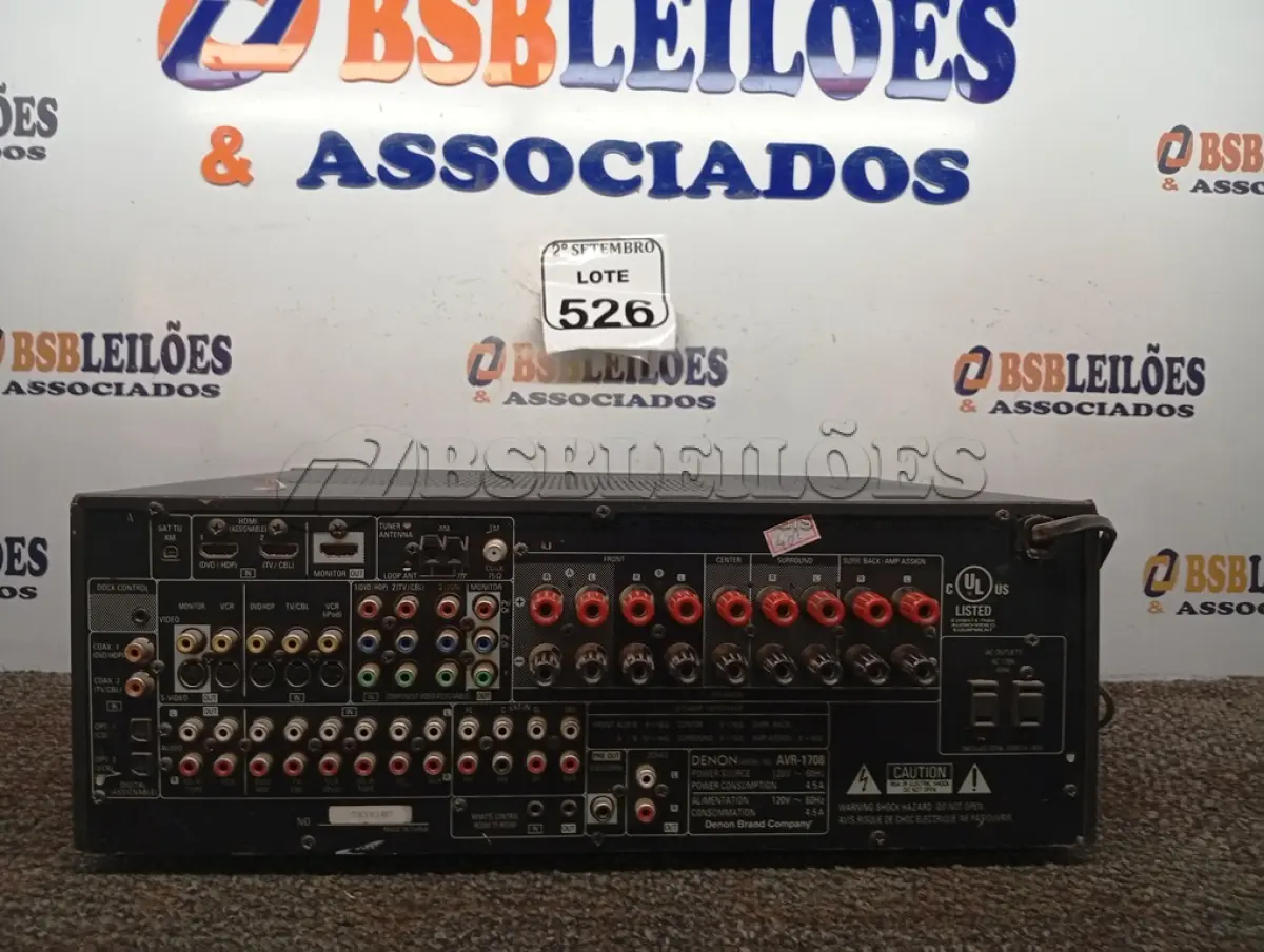LOTE 526 - 01 RECEIVER DENON AVR-1708. (NO ESTADO) ATENÇÃO! FAZER A VISITAÇÃO ANTES DE ARREMATAR, NÃO SABEMOS SE FUNCIONA. LEILÃO NÃO TEM GARANTIA E NEM DEVOLUÇÃO, SUJEITO A POSSÍVEIS AVARIAS VISÍVEIS/OCULTAS E/OU AUSÊNCIA DE COMPONENTES.