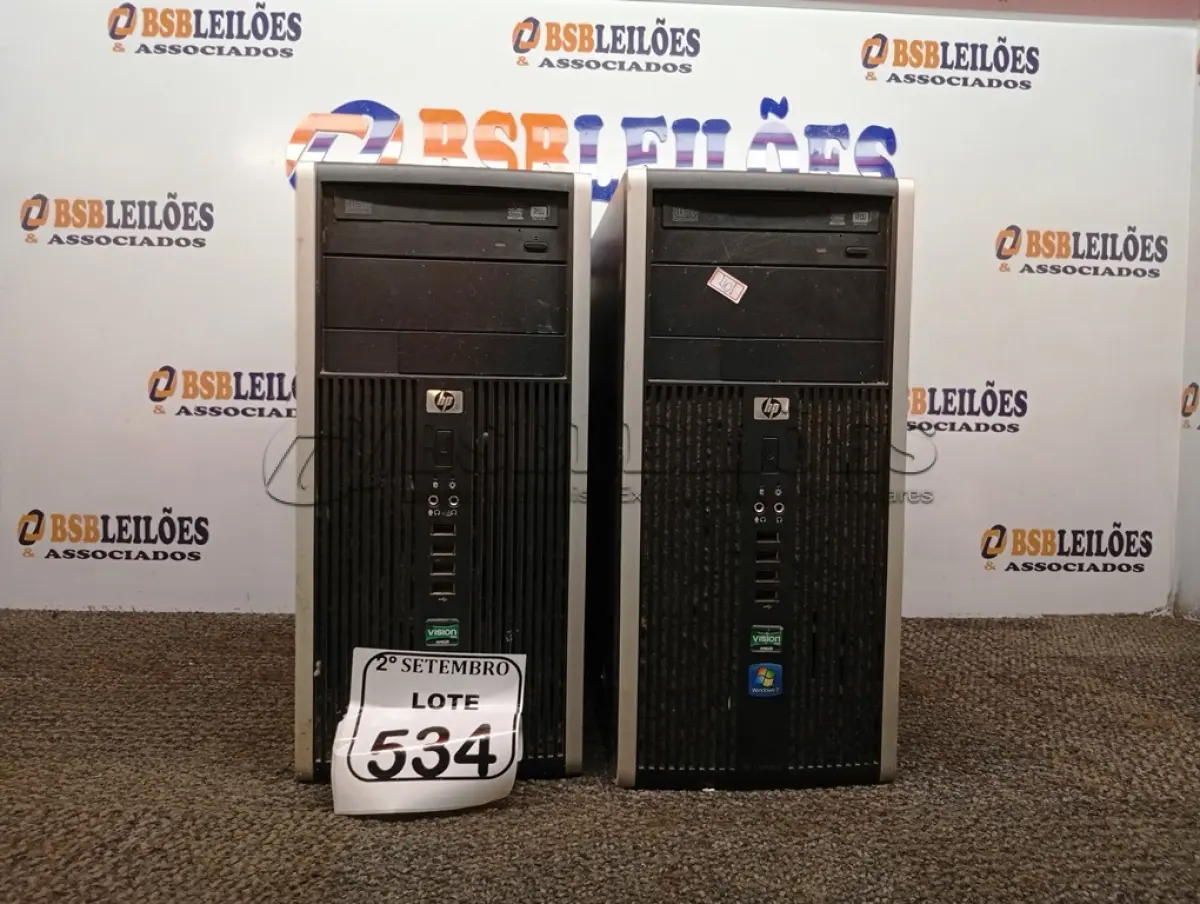 LOTE 534 - 02 CPUS MARCA HP. (NO ESTADO) ATENÇÃO! FAZER A VISITAÇÃO ANTES DE ARREMATAR, NÃO SABEMOS SE FUNCIONA. LEILÃO NÃO TEM GARANTIA E NEM DEVOLUÇÃO, SUJEITO A POSSÍVEIS AVARIAS VISÍVEIS/OCULTAS E/OU AUSÊNCIA DE COMPONENTES.